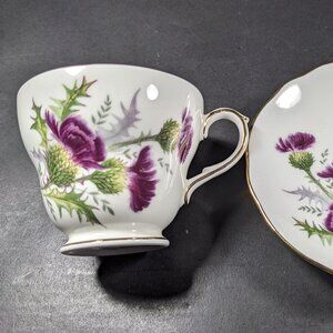 Vintage Duchess Scottish Thistle Teacup & Saucer Bone China